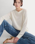 Wide-Neck Crew Sweater in Tape Yarn | Bone