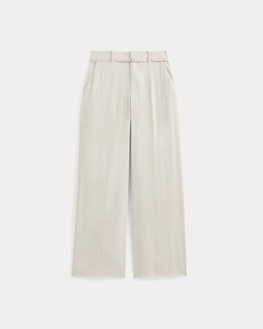 Wide-Leg Belted Pant in Stretch Linen | Birch | Long
