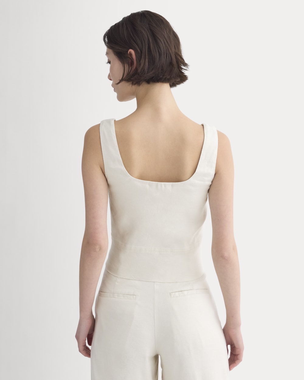 Square Tank in Stretch Linen | Birch