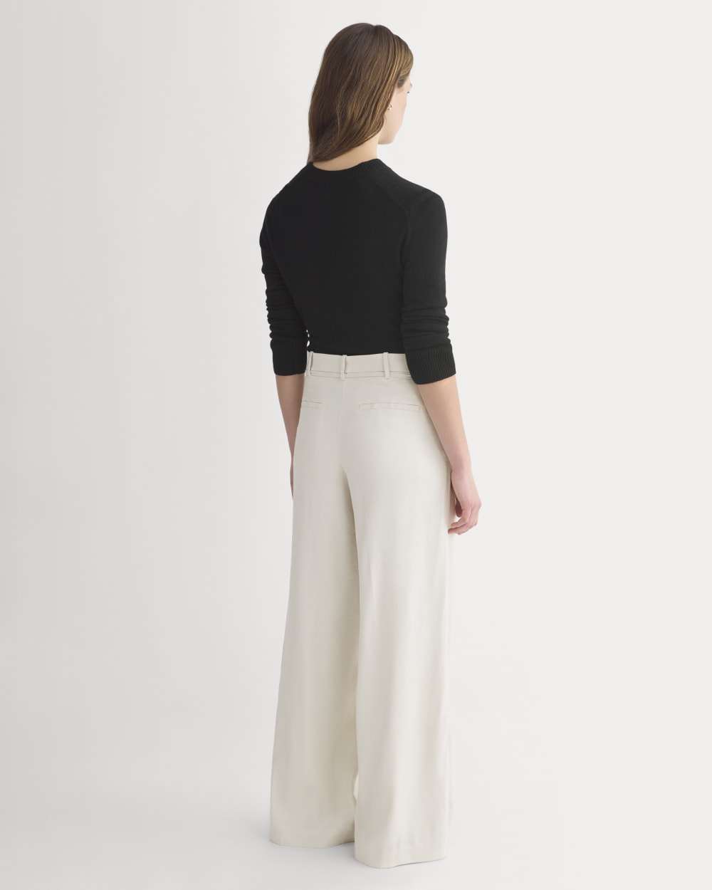 Wide-Leg Belted Pant in Stretch Linen | Birch | Long