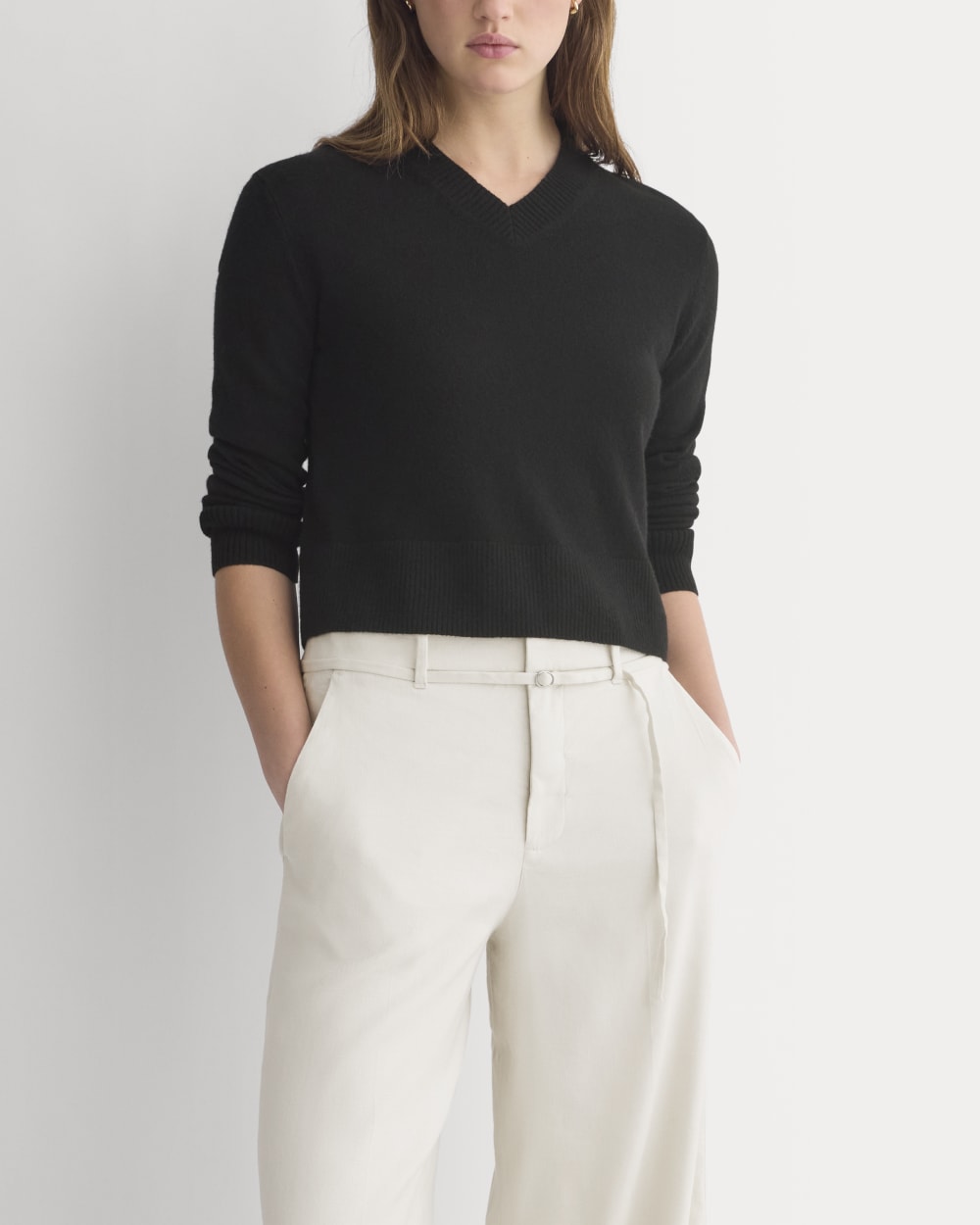 Wide-Leg Belted Pant in Stretch Linen | Birch | Long