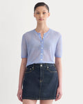 The Air Alpaca™ Short-Sleeve Cardigan | Soft Blue