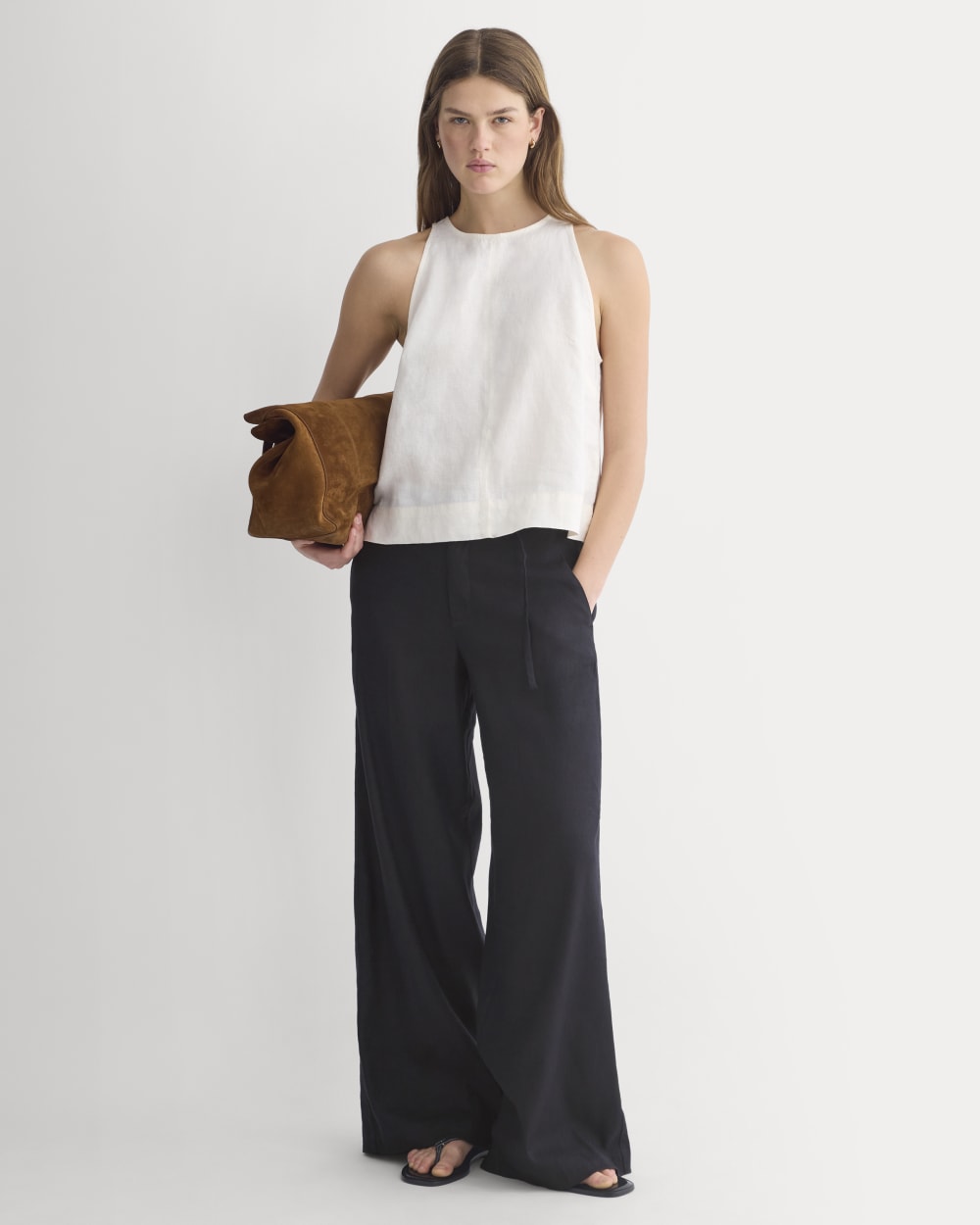 The Linen High-Neck Tank | Bone